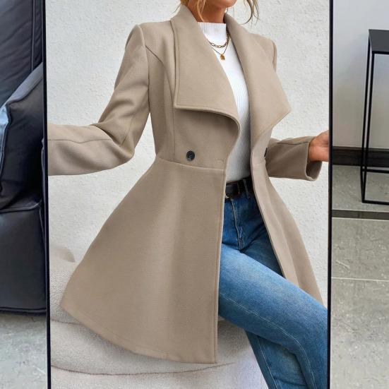 Женское пальто средней длины, куртка, ветрозащитное пальто с воротником-лацканами для женщин, теплая стильная верхняя одежда на весну и осень