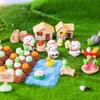 Mini Cartoon Chicken Figurines Resin Miniature Animal Statue Toys Little Chicken Statue