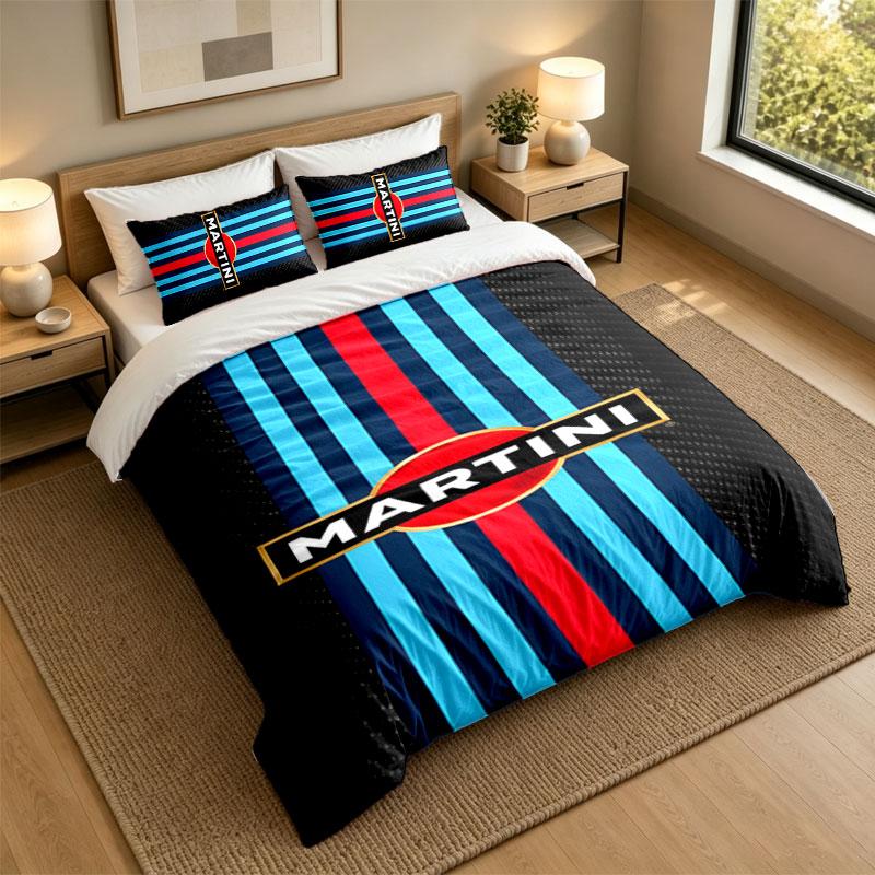 3Pcs Bedding SetMartini Racing Soft Bed Sheet and Two Pillowcases Home Bedroom Decor
