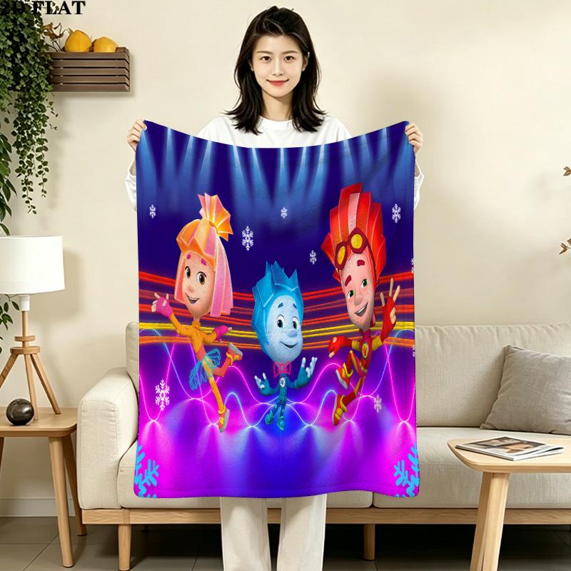 1PC The Fixies Patterned Flannel Blanket Suitable For All Seasons For Home Decor Warmth And Comfort Gifts Holiday Present
