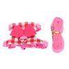 Small Animal Outdoor Walking Harness Pink Plaid Vest Leash Set Chest Strap for Ferret Chinchilla SquirrelM
