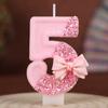 Digital Birthday Candle Cake Decoration First Year Party Handmade Candle Bow