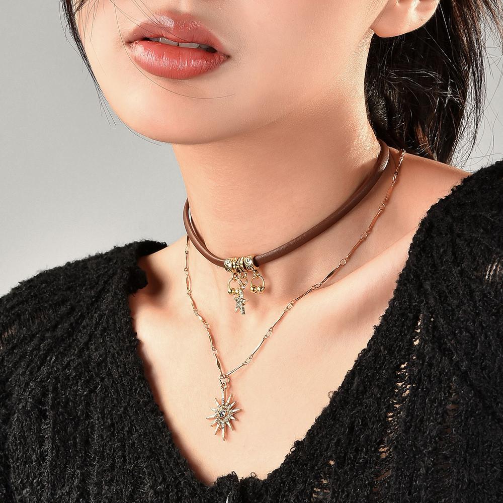 Привлекательный стиль Винтажное цветочное и звездное колье-чокер для женщин в два слоя