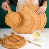 Bamboo Cutting Board with Handle Wooden Tray Round Rectangular Pizza Peeling Cutting Board Cut Food Bread Fruit Vegetables