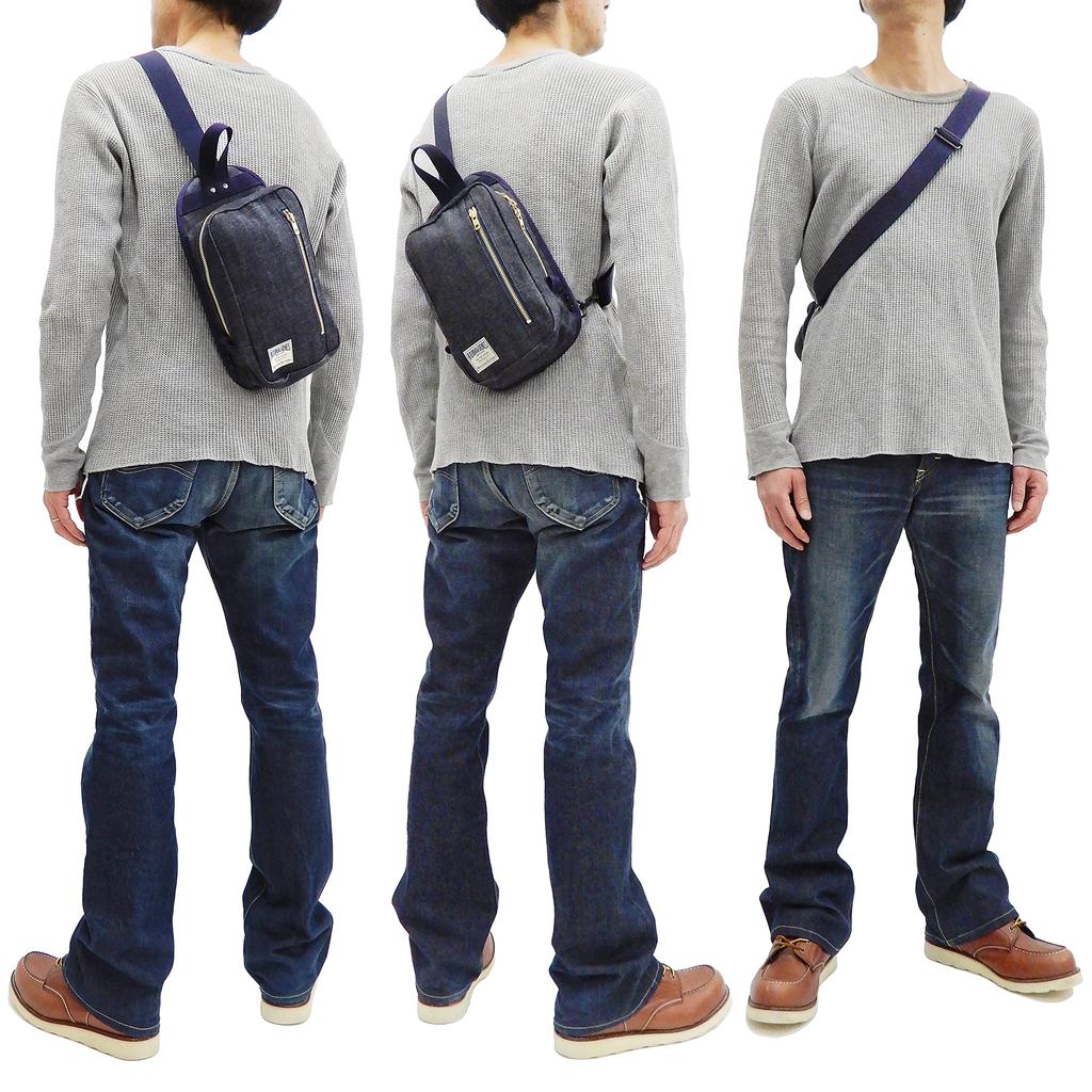Kojima Genes Body Bag Kojima Genes Vertical Bag rnb953 Free Indigo [Kojima Genes] RNB-953 Men's One-Shoulder (Men's Size, Denim)