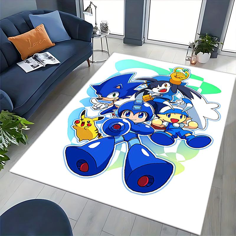 1pc Sonic, Mega Man, Pikachu Anime Cartoon Design Office Chair Mat - Non-Slip Carpet for Home Decor, Gaming Room, Seasonal Gift.Y055