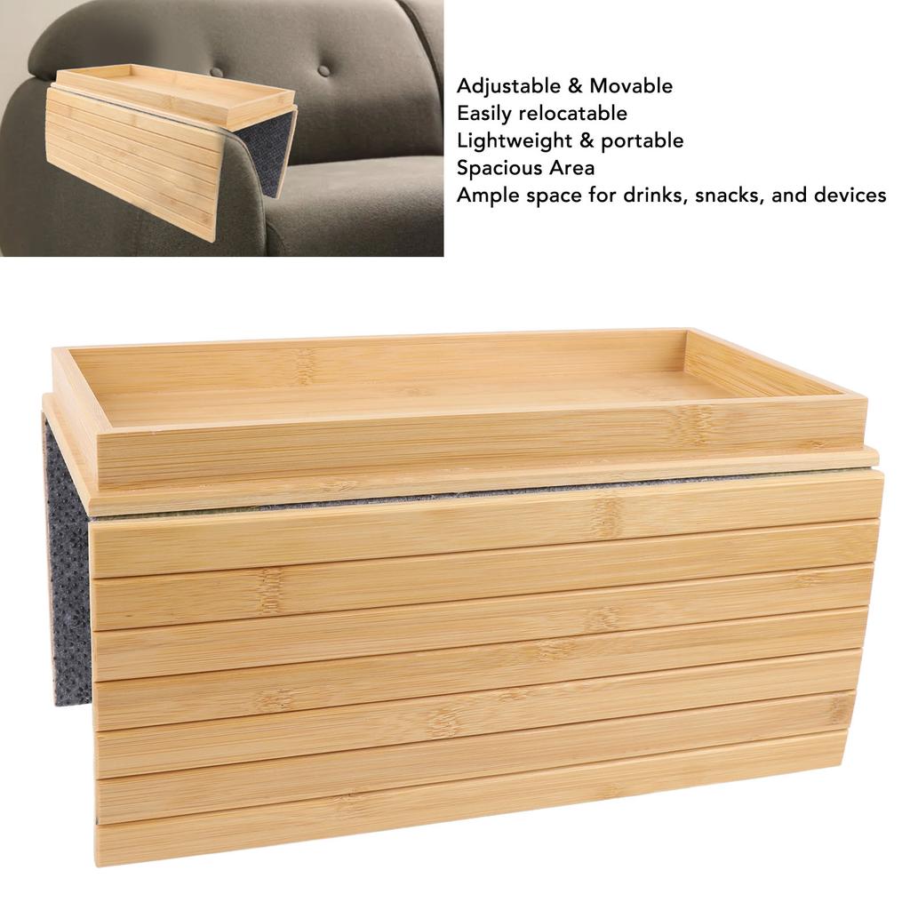 Гибкий органайзер для подлокотника дивана, бамбуковое дерево, складной, прямоугольный, нескользящий, поднос-столик для подлокотника дивана для напитков и закусок