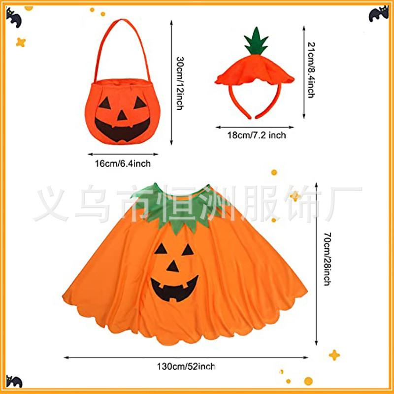 Halloween Adult Pumpkin Cape Set Family Party Costume Trick Or Treat Accessory