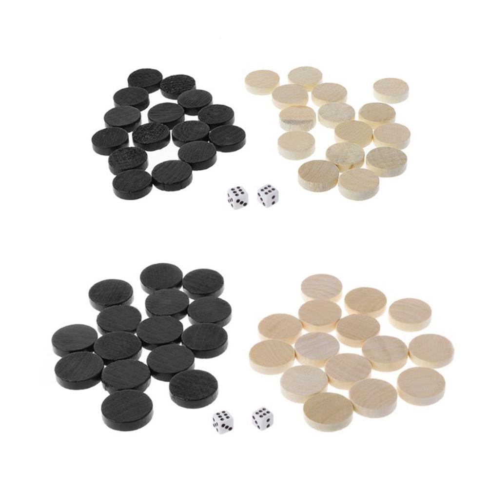 30 шт. износостойкие деревянные фигуры, шашки, нарды, шахматные фигуры с 2 кубиками, настольная игра, игрушки для взрослых и детей для дома