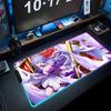 Robin honkai Коврик для мыши RGB Игровой коврик для мыши Большой светодиодный коврик Настольный коврик для ПК Светящийся коврик для мыши Большие коврики для клавиатуры Настольный ковер С подсветкой