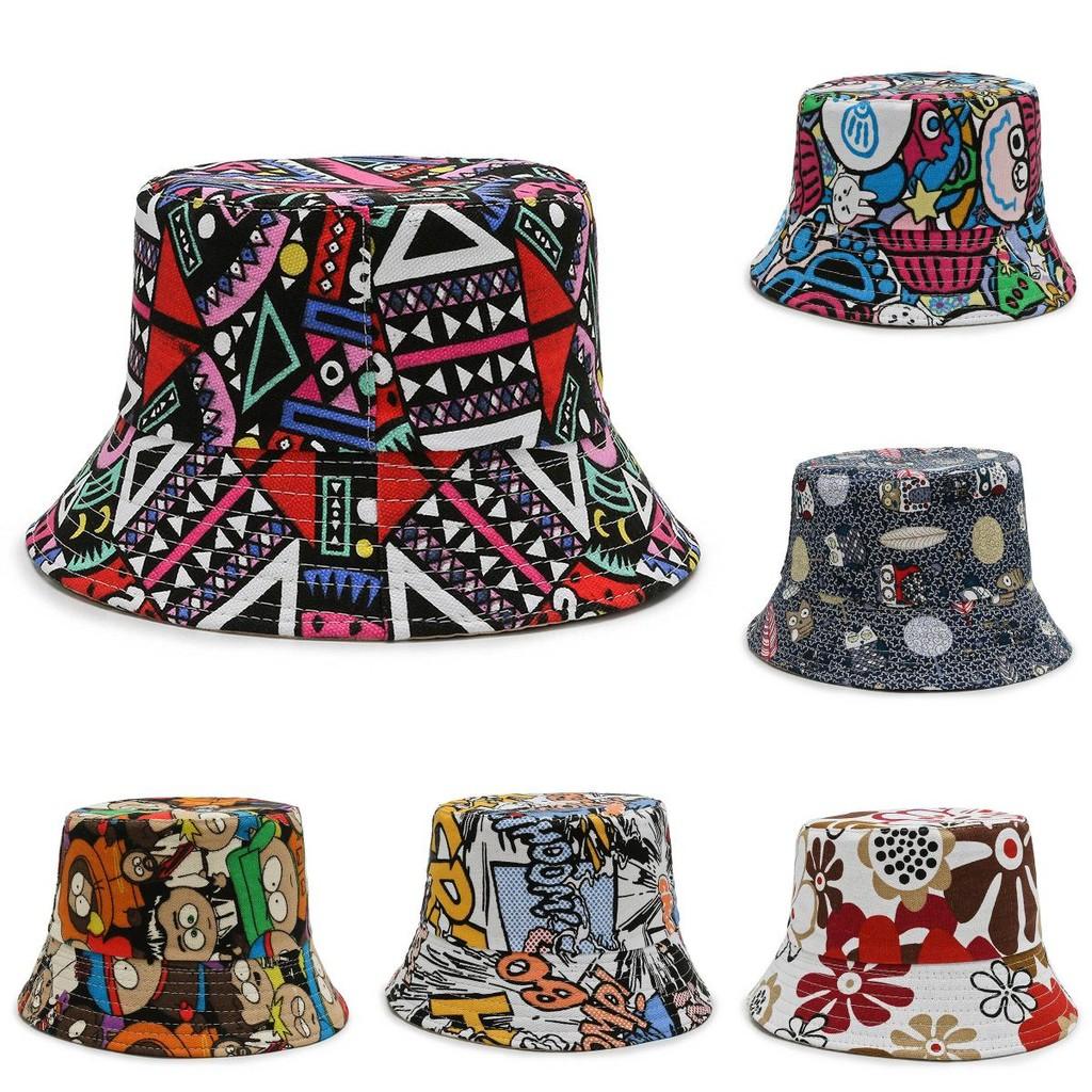 Printing Fisherman Floral Hat Outdoor Sun Protection Bucket Hat Gift Fashion