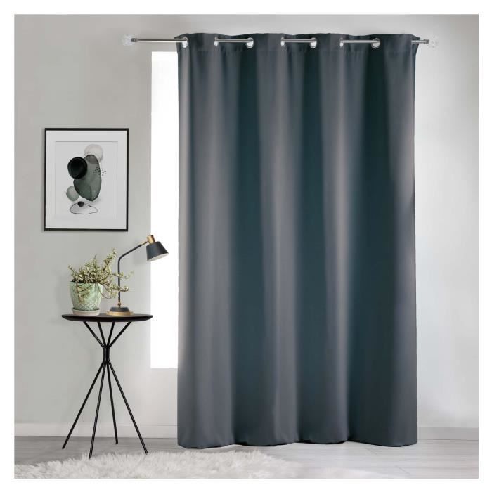 Rideau - Occult - Ardoise - 135 x 240 cm - Œillets - Occultant - Synthétique