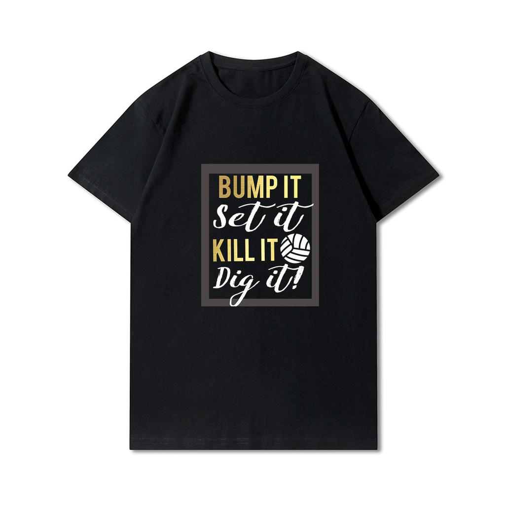 Plus Size Printed Men T Shirts O-Neck Volleyball Heartbeat Volleyball Player Short-Sleeves Tops