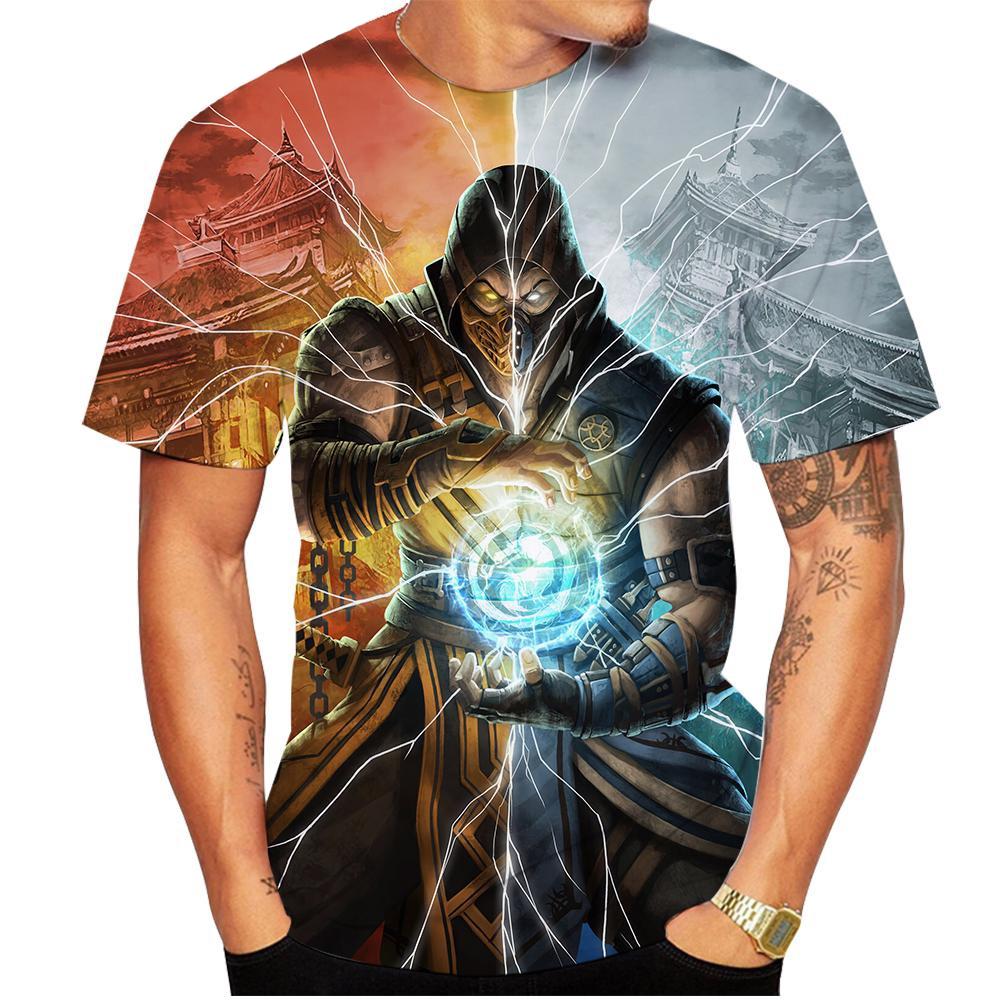 Новая летняя распродажа, мужская/женская футболка с принтом Mortal Kombat 3D, с короткими рукавами и круглым вырезом, размер плюс 100~6xl, размер больше