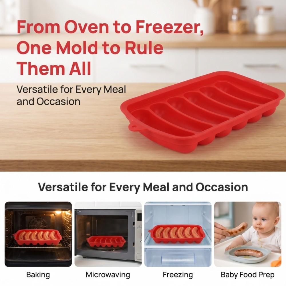 3pcs With Vented Lid Hot Dog Mold Food Grade Silicone Ham Making Tray  Home Kitchen Baking