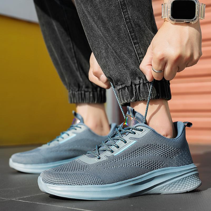 2024 Men's Fashion Mesh Thick Sole Non Slip Lacing Running Sneakers Summer Casual Shoes Sports Shoes Men Free Shipping