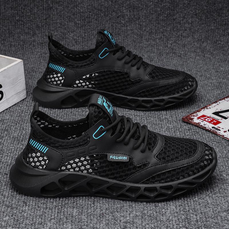 Мужская обувь лето новая полая дышащая сетчатая обувь низкий верх молодые студенты бег модный тренд повседневная спортивная обувь