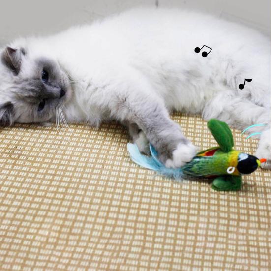 Interactive Cat Toys Hanging Plush Bird Squeaky Sound Simulation Bird Teaser Toy Playful Entertain Bond with Your Pet Kitten Chirping Toy for Cats