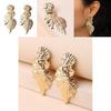 Metal Leaf Earrings With Gold Coating And Bold Design For Holidays And Events