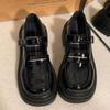 Black Vintage Leather Shoes Mary Jane Shoes