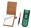 Обложка для мини-блокнота из переработанной коровьей кожи цвета мокко с зеленым тканевым пеналом, вращающаяся шариковая ручка в обертке из натуральной кожи, набор Director, черный
