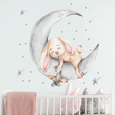 Наклейки на стену Медведь Кролик Звезда Луна Детская комната Малыш Домашний декор Обои Гостиная Спальня Детская Мультяшная Самоклеящаяся наклейка