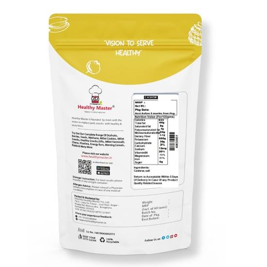 Орехи кешью Healthy Master - Jumbo 1 KG | 100 % натуральные сушеные орехи | Цельные кешью высшего качества | Высокое содержание клетчатки | Вкусные орехи кешью