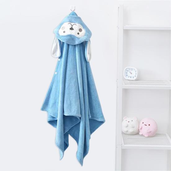 Hooded Baby Towel Button-up Absorbent Bathrobe Cartoon Animal Coral Velvet Cape Towel for Girls Boys Toddlers Home Pool Use