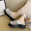 Muffin Platform Loafers Women's Fishing Nets New Spring and Summer Explosion Retro Woven Bag Head Half Slippers Small Sandals
