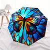 Colorful Butterfly Stained Umbrella, Portable 3-Fold Umbrella for Men & Women,Christmas Gift ES232