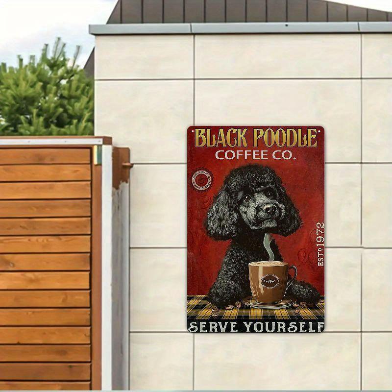 Vintage Metal Sign  Retro Coffee Company Black Poodle Logo Suitable for Indoor and Outdoor Wall Decor