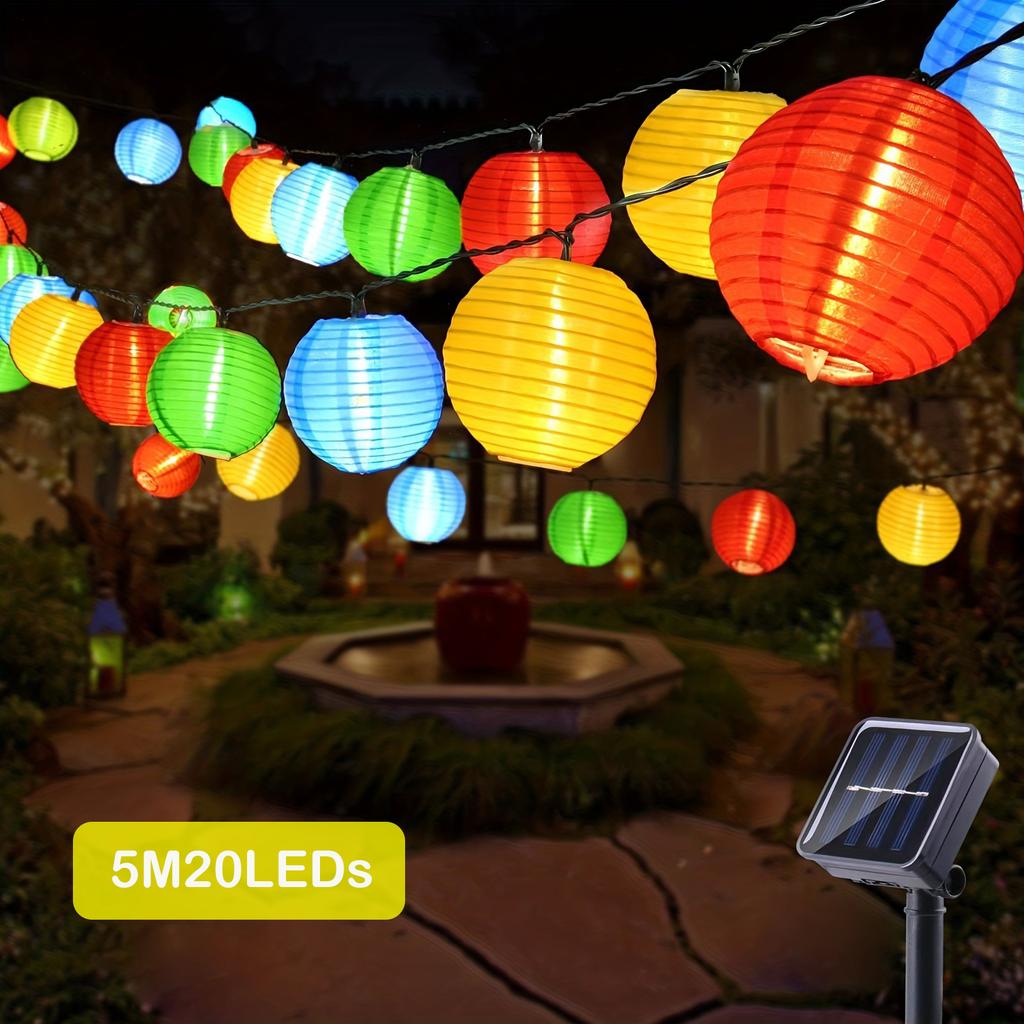 Solar LED String Lights Outdoor Lantern Fairy String Lights 8 Mode Lighting Camping Lamp for Patio Wedding Party Christmas Decor