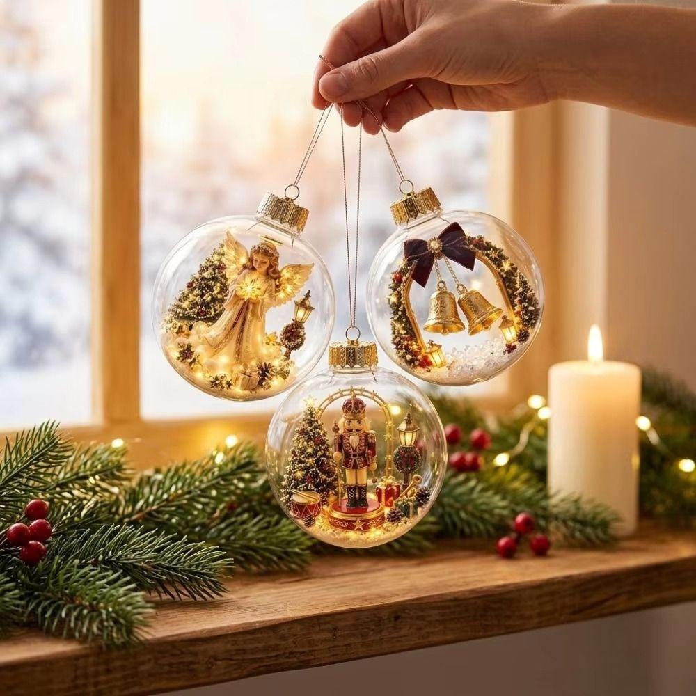 Clear Round Shape Christmas Ornament Warm Light Holiday Tree Pendant  Holiday Home Decor