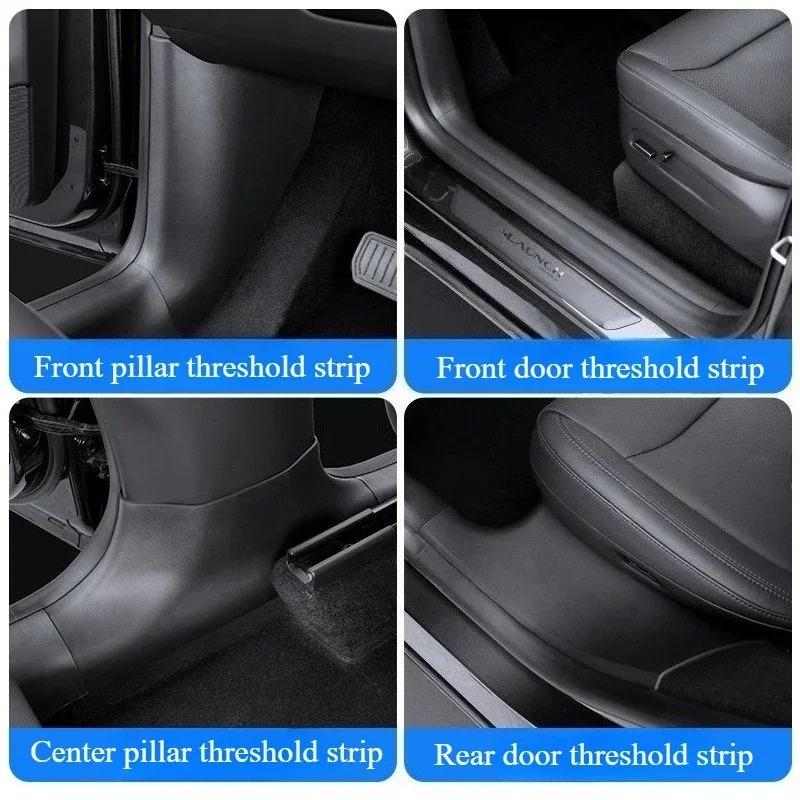 AB Pillar Threshold Strip for Tesla Model Y Juniper 2025 Front Rear Door Threshold Anti-kick Pad Protector Interior Accessories