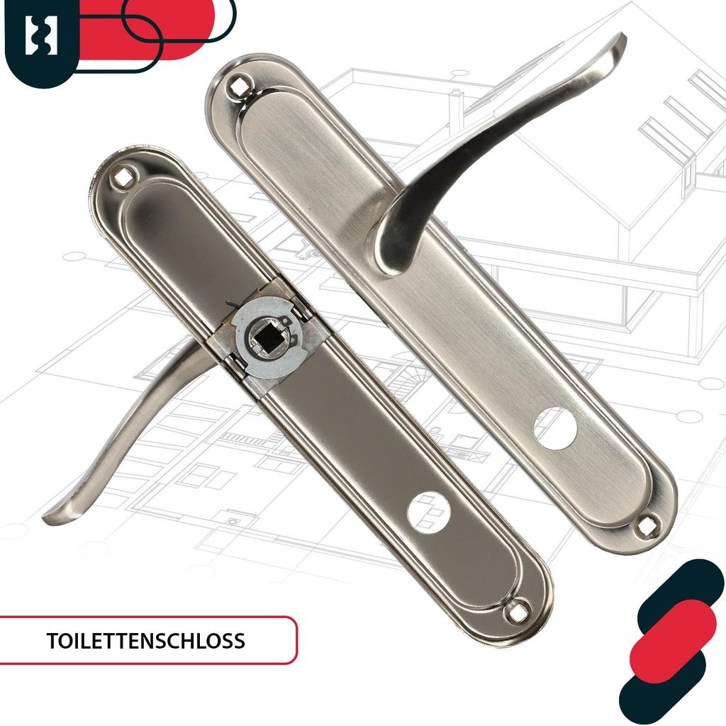 Door Handle Long Plate Toilet Lock For Bathroom Classic Satin 90 MM