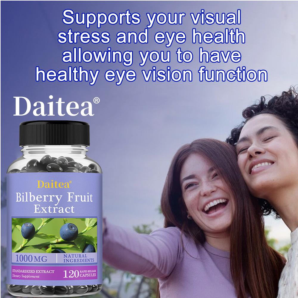 Bilberry Fruit Extract Dietary Supplement 1000mg Equivalent, 120 Capsules, 60‑Day Supply