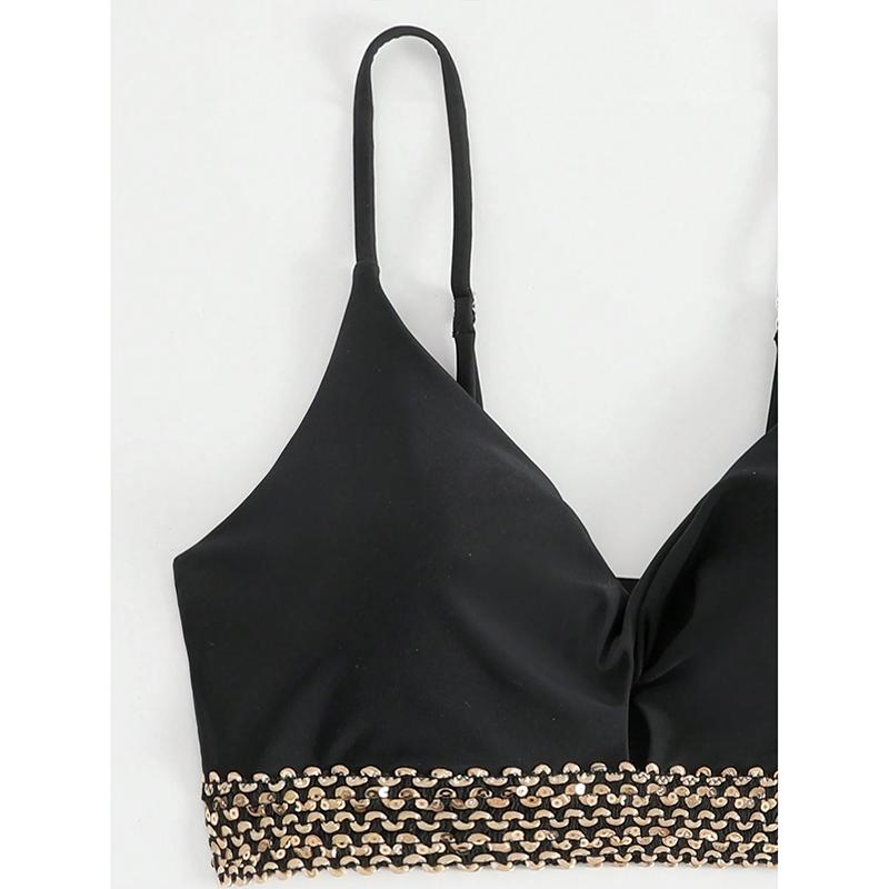 Black Bikini Set Sexy Swimsuit Women Bandage Padded Swimwear Female Bathers High Waist Bathing Swimming Swim Suit Beachwear