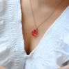 New Temperament Red Tourmaline Color Treasure Pendant Rose Gold Fashion Collarbone Necklace Headpiece Fine Jewelry New Trendy