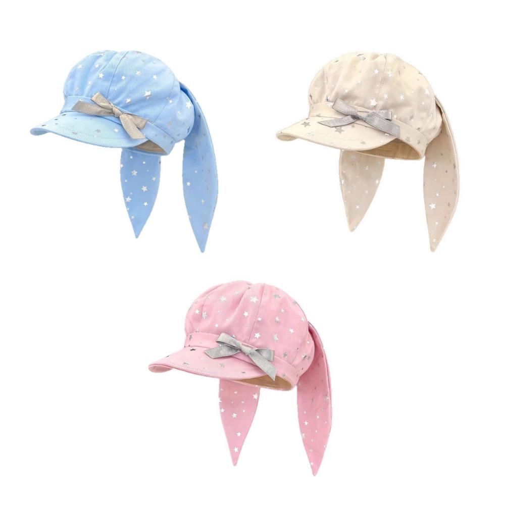 Хлопковая шапка с бантиком «Серебряная звезда» в стиле Y2K, берет с кроличьими ушками, универсальная съемная шляпа с кроличьими ушками, для девочки