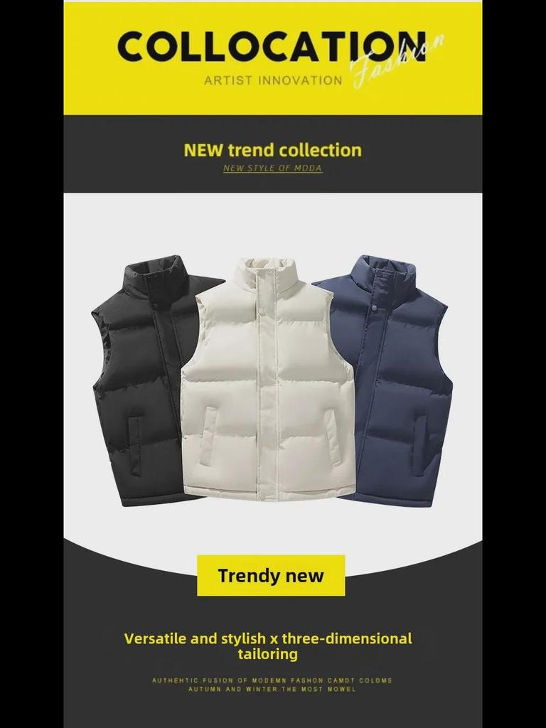 Мужской жилет из толстого хлопкового пуха на осень и зиму - модная куртка без рукавов для повседневной носки