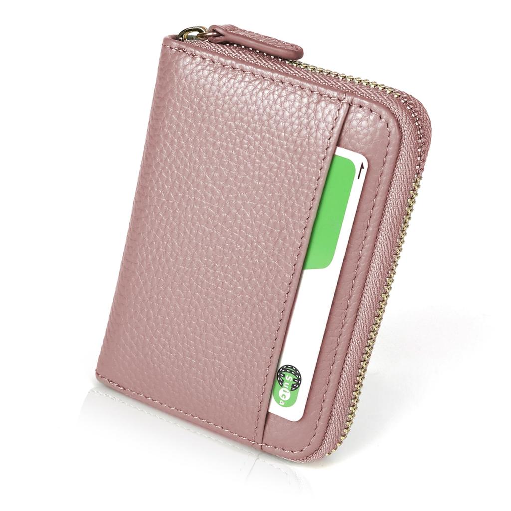 LASIEM Compact Mini Genuine Easy To Store Large Coin Pink Women's Wallet, Leather, Bills, Bi-fold Design, Accordion-Free, Anti-Skimming, Capacity,