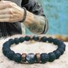 Men Bracelet Natural Moonstone Bead Tibetan Buddha Chakra Lava Stone Diffuser Bracelets Men Jewelry