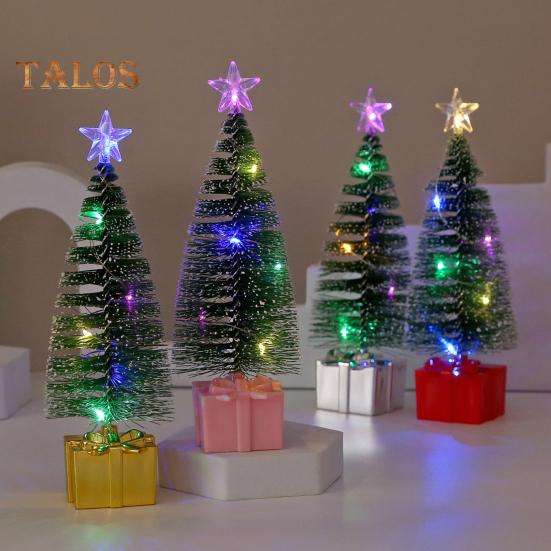 4 шт. маленьких елочных украшений со светодиодными лампами на батарейках реалистичные мини-настольные аксессуары для рождественской елки