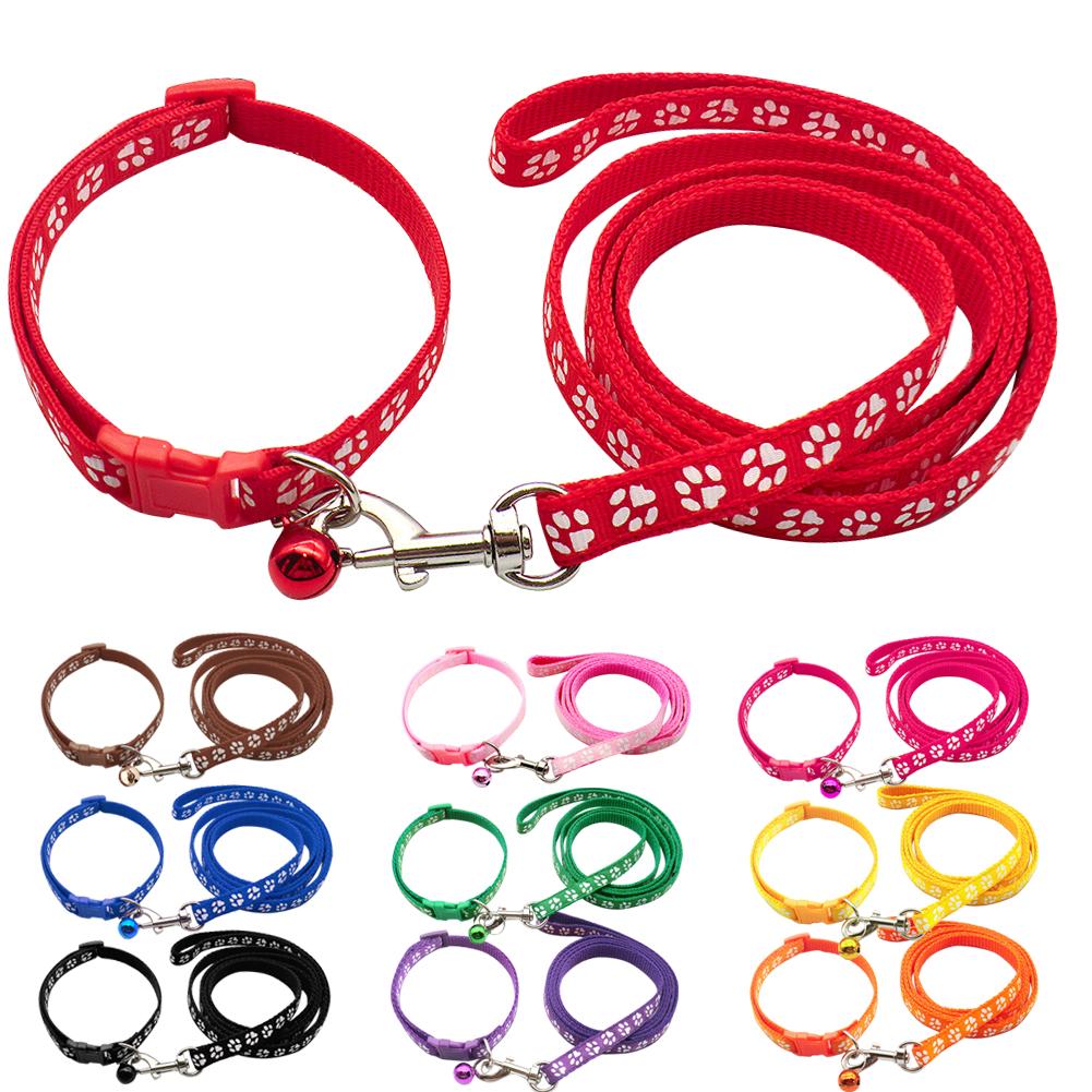 1,2 м поводок и шлейка для домашних животных, цепь для собак с милым принтом лапы для маленьких кошек и собак, поводок для собак, жилет, товары для животных