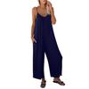 European & American Women's Solid Color Pocket Suspender Jumpsuit