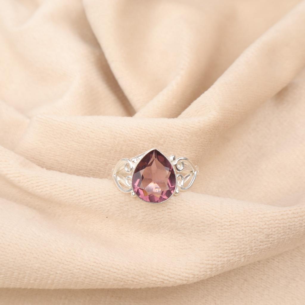 Natural Rhodolite Gemstone Handmade 925 Sterling Silver Jewelry Ring For Women RR-46-16