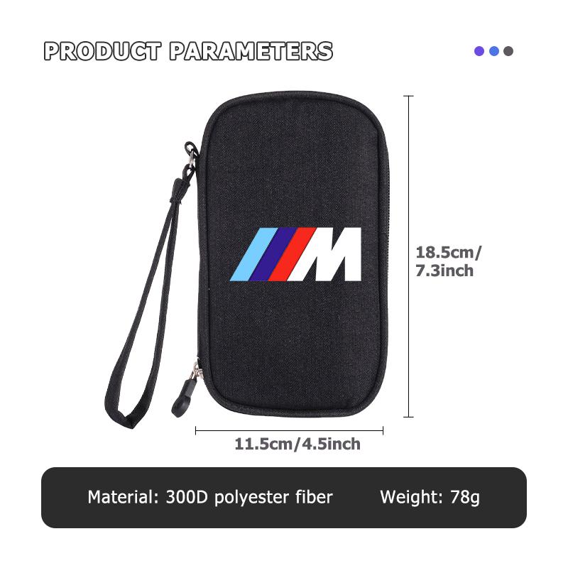KHQB5 For BMW Car Logo Digital Storage Bag Data Cable Travel Storage Purse Emblem Accessories X1 X2 X3 X4 X5 X6 X7 G20 G30 6GT E46 E90