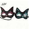 Decorative Party Mask Cat Half Face Mask, Halloween Glitter Venetian Masquerade Costume Accessory Rhinestone Ear for Cosplay