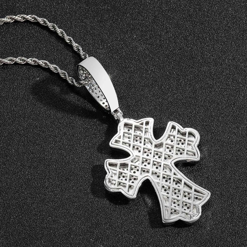 BESDZ0536 Bling Bling CZ Diamond Cross Pendant 18K Gold Plated Rapper Pendant Necklace with Zircon Main Material Brass Jewelry
