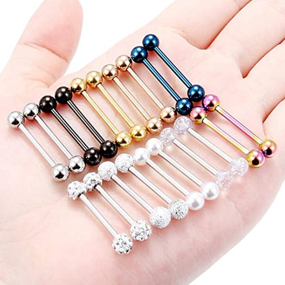10 пар 14 г кольца для языка кольца для сосков хирургическая сталь штанга для сосков пирсинг украшения для тела для женщин мужчин